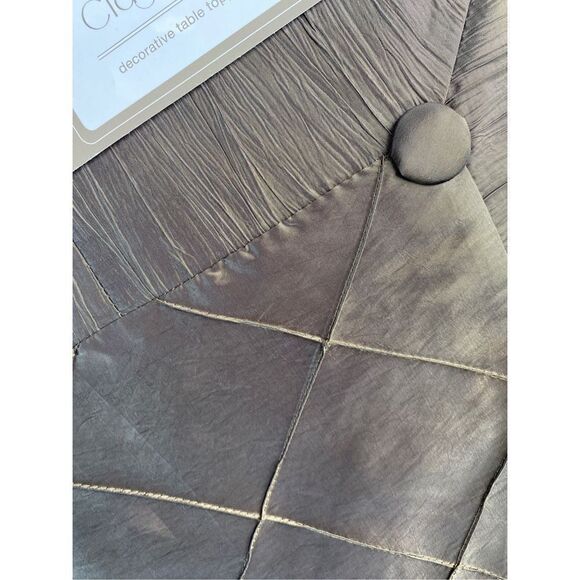 NWT SARO Lifestyle Brown Diamond Crinkle Pintuck 60”X60” Tablecloth - Picture 10 of 12